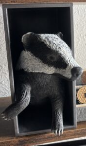hand painted badger booknook
