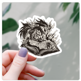 fantasy book dragon battle sticker